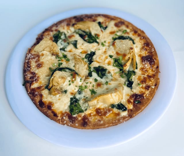 Spinach Artichoke Pizza.