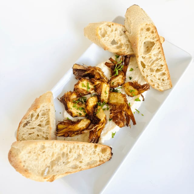 Fried Artichokes with Whipped Ricotta.