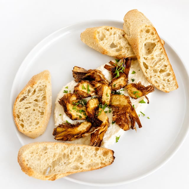 Fried Artichokes with Whipped Ricotta.