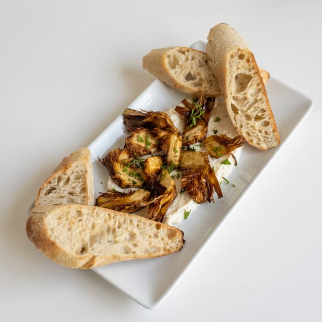 Fried Artichokes with Whipped Ricotta.