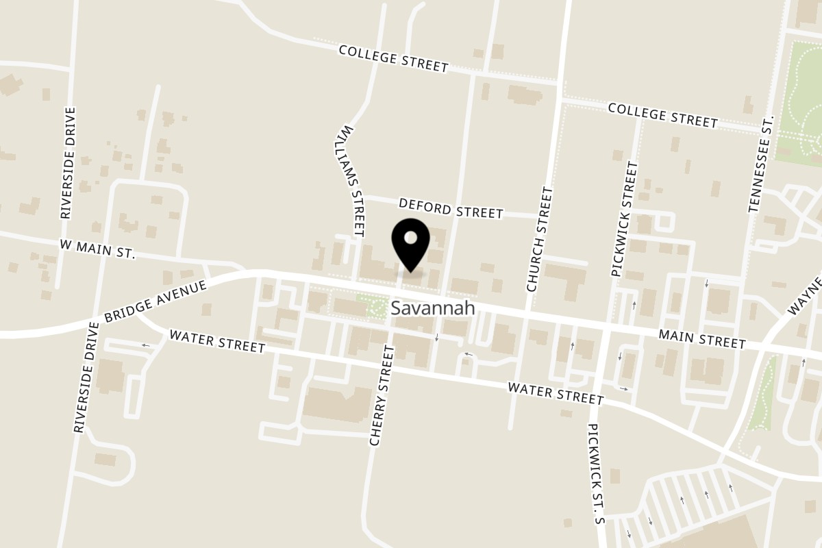 Map showing the location of Ma Ma Fia's East on 414 Main St in Savannah